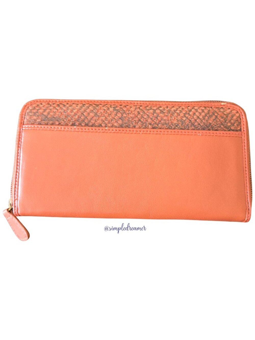 Chi by Falchi Lambskin Wallet with Snakeskin Trim Chestnut Floral Lining